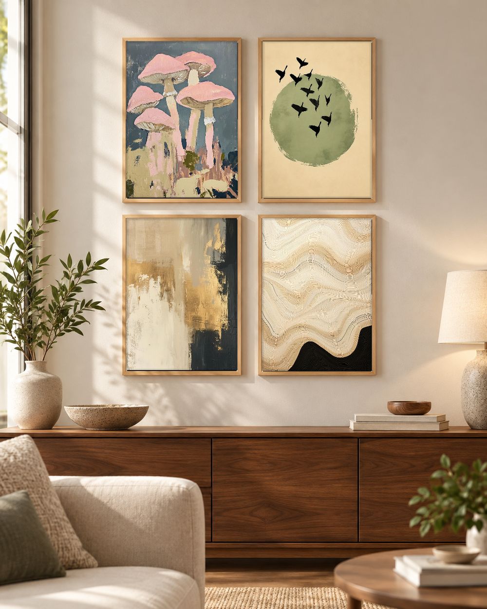 Set de 4 cuadros decorativos que combinan