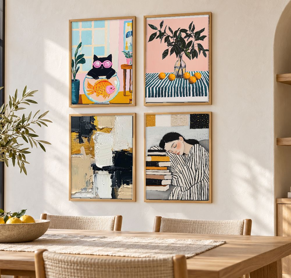 Set de 4 cuadros decorativos que combinan