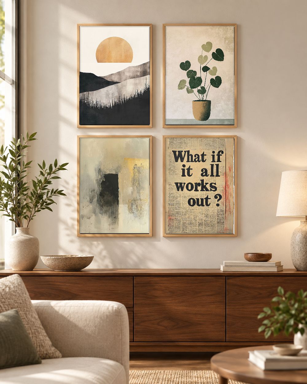 Set de 4 cuadros decorativos que combinan