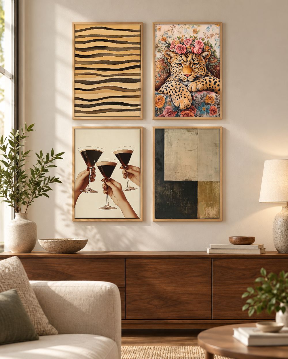 Set de 4 cuadros decorativos que combinan
