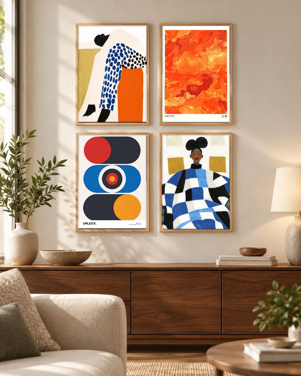 Set de 4 cuadros decorativos que combinan