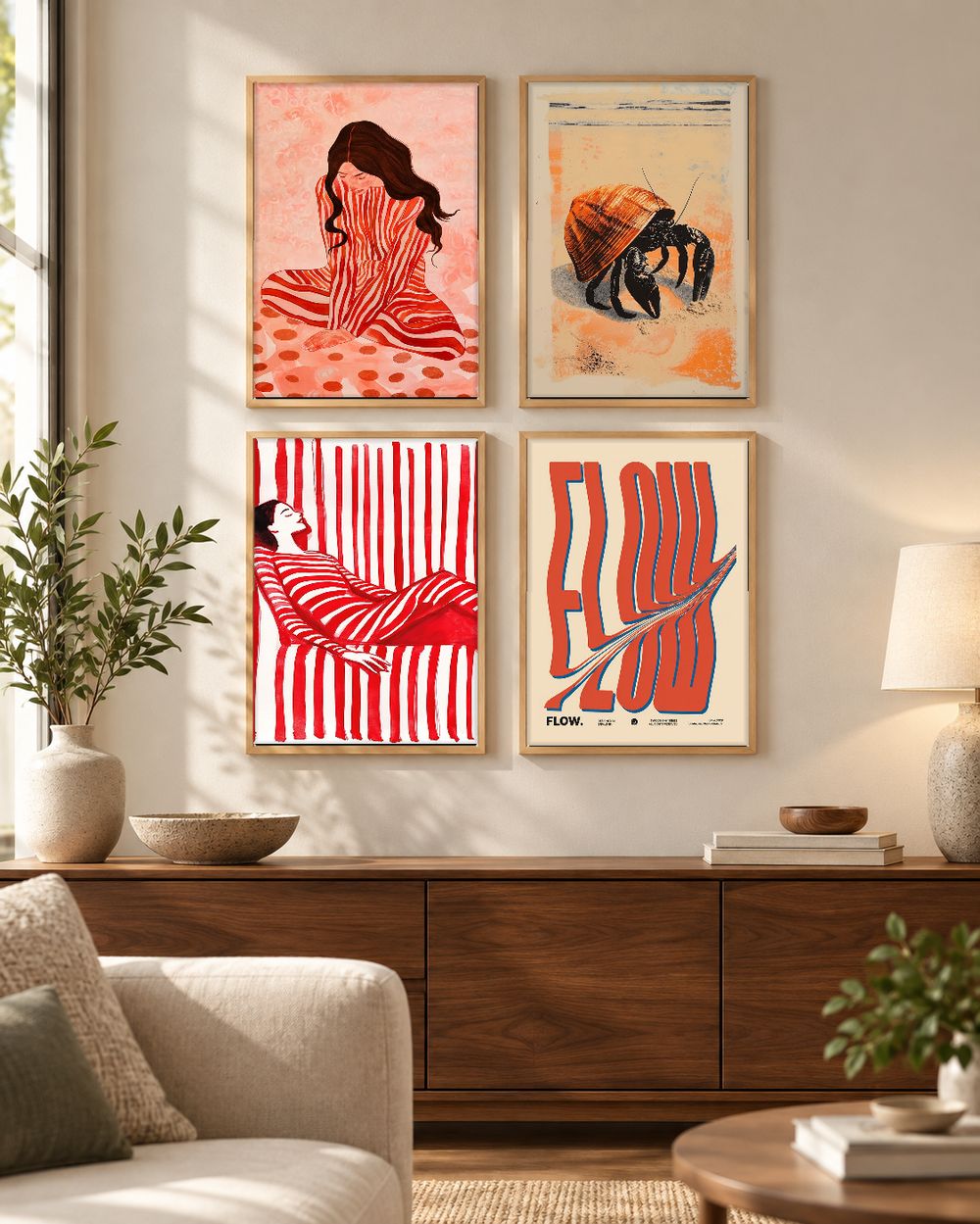 Set de 4 cuadros decorativos que combinan