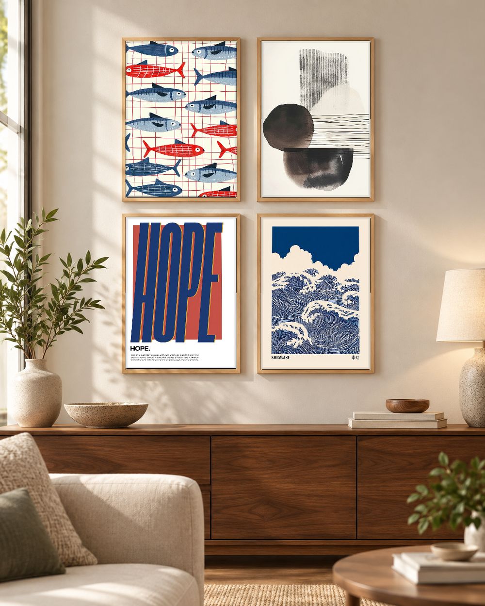 Set de 4 cuadros decorativos que combinan