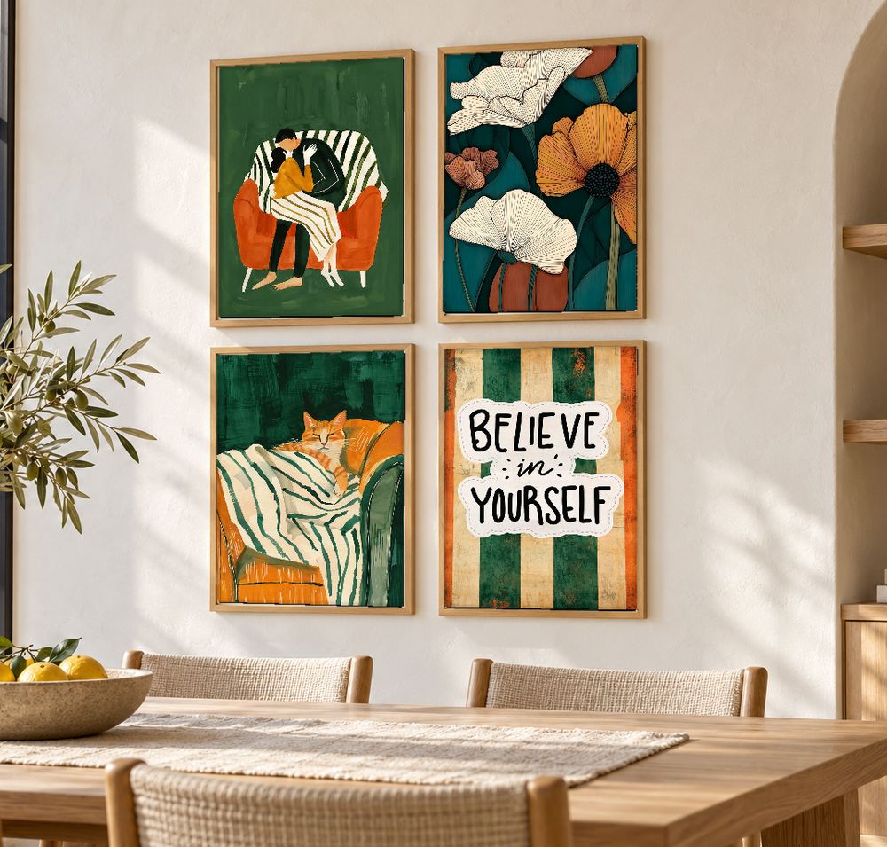 Set de 4 cuadros decorativos que combinan