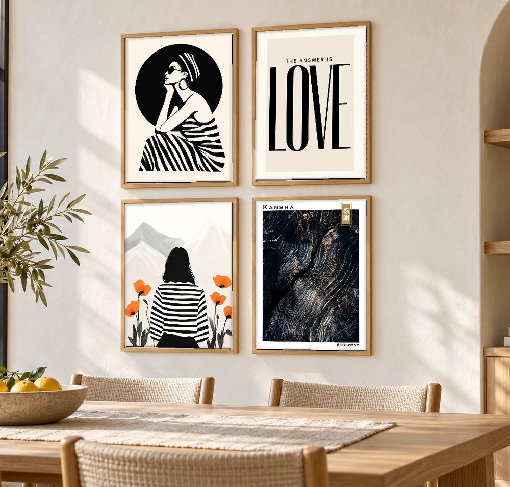 Set de 4 cuadros decorativos que combinan