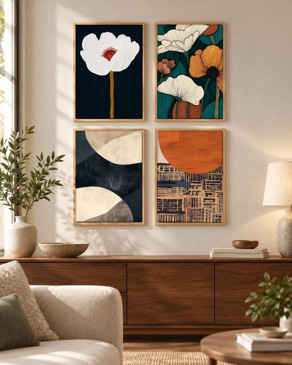 Set de 4 cuadros decorativos que combinan