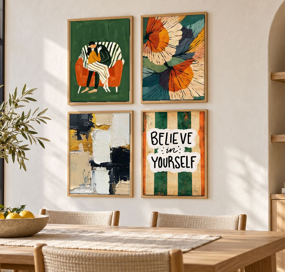 Set de 4 cuadros decorativos que combinan