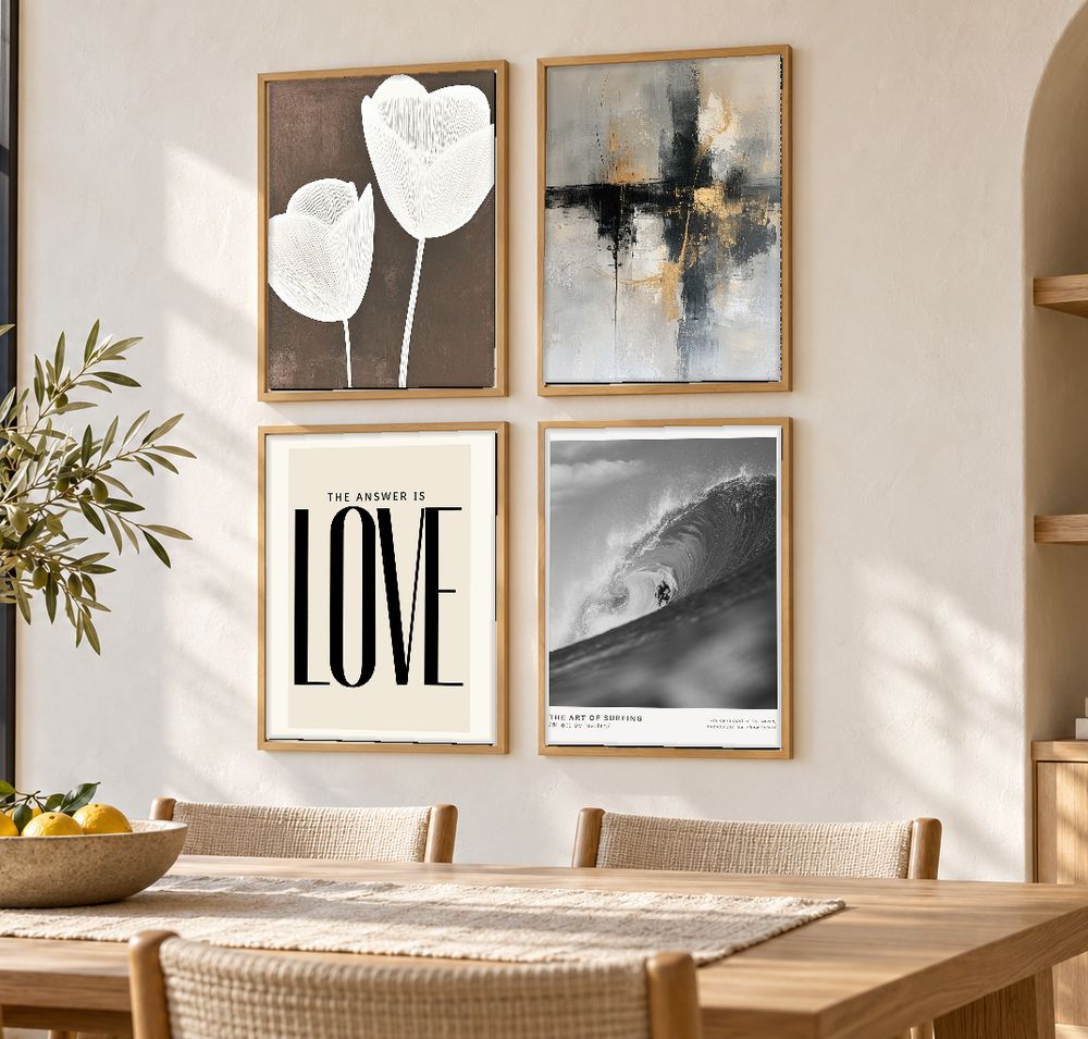 Set de 4 cuadros decorativos que combinan
