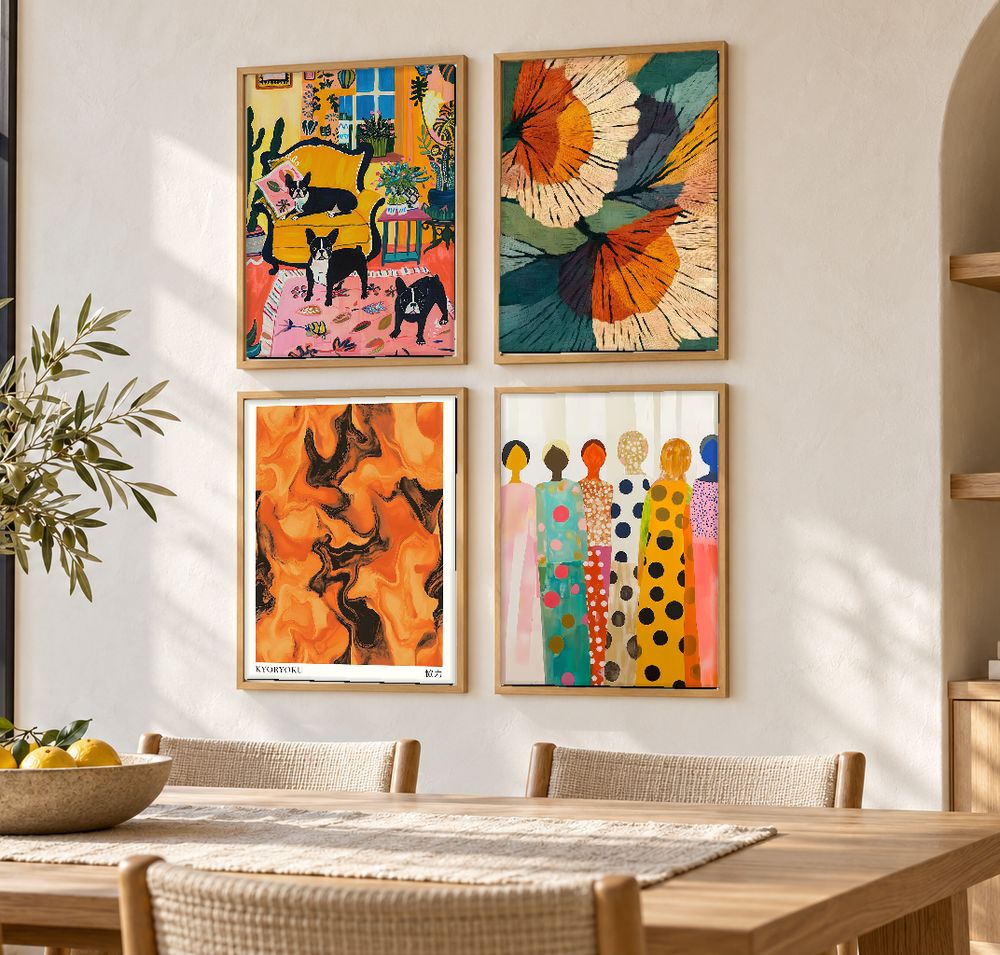 Set de 4 cuadros decorativos que combinan