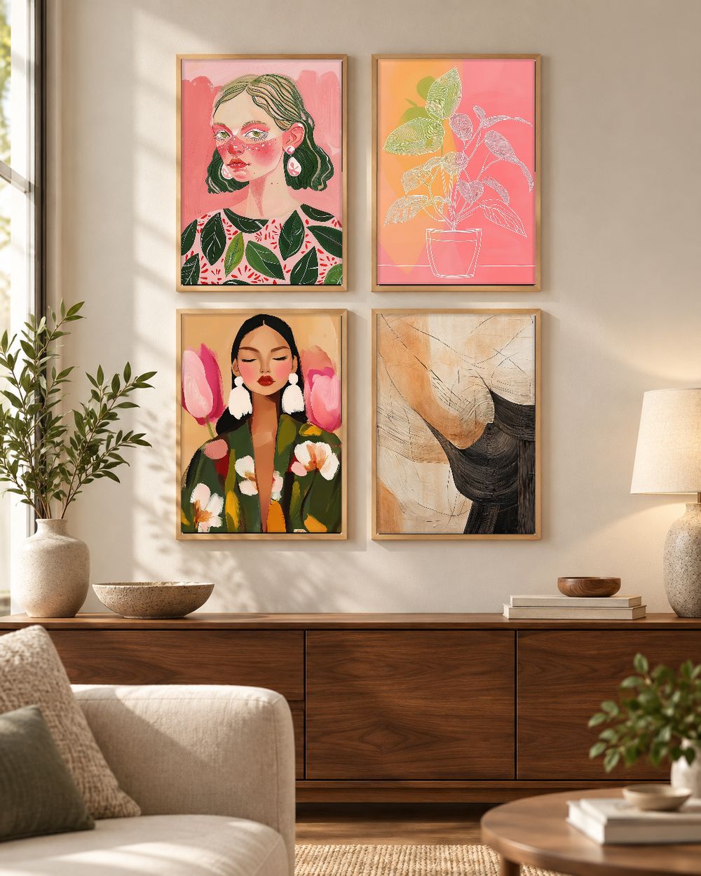 Set de 4 cuadros decorativos que combinan