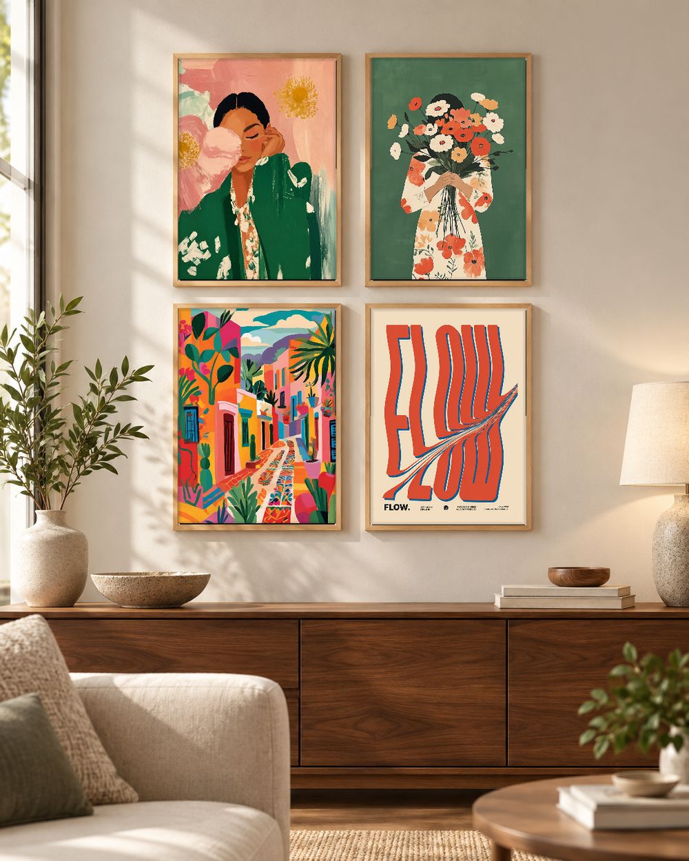 Set de 4 cuadros decorativos que combinan