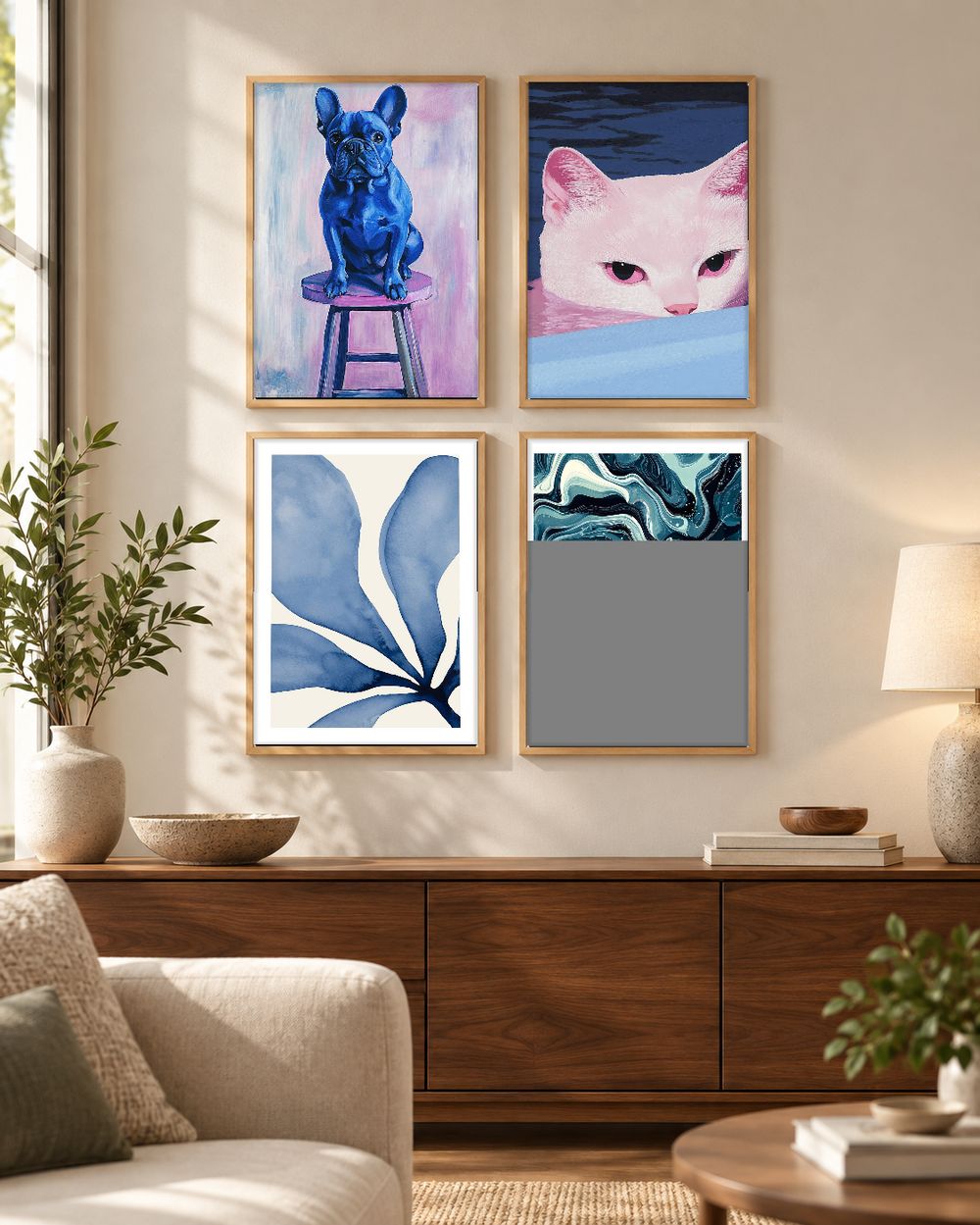 Set de 4 cuadros decorativos que combinan
