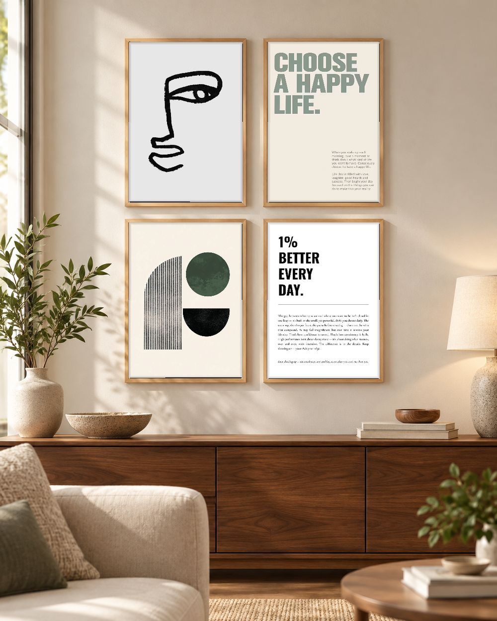 Set de 4 cuadros decorativos que combinan