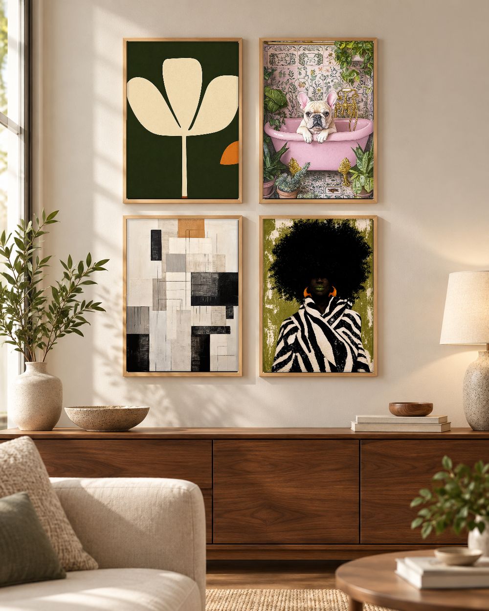 Set de 4 cuadros decorativos que combinan