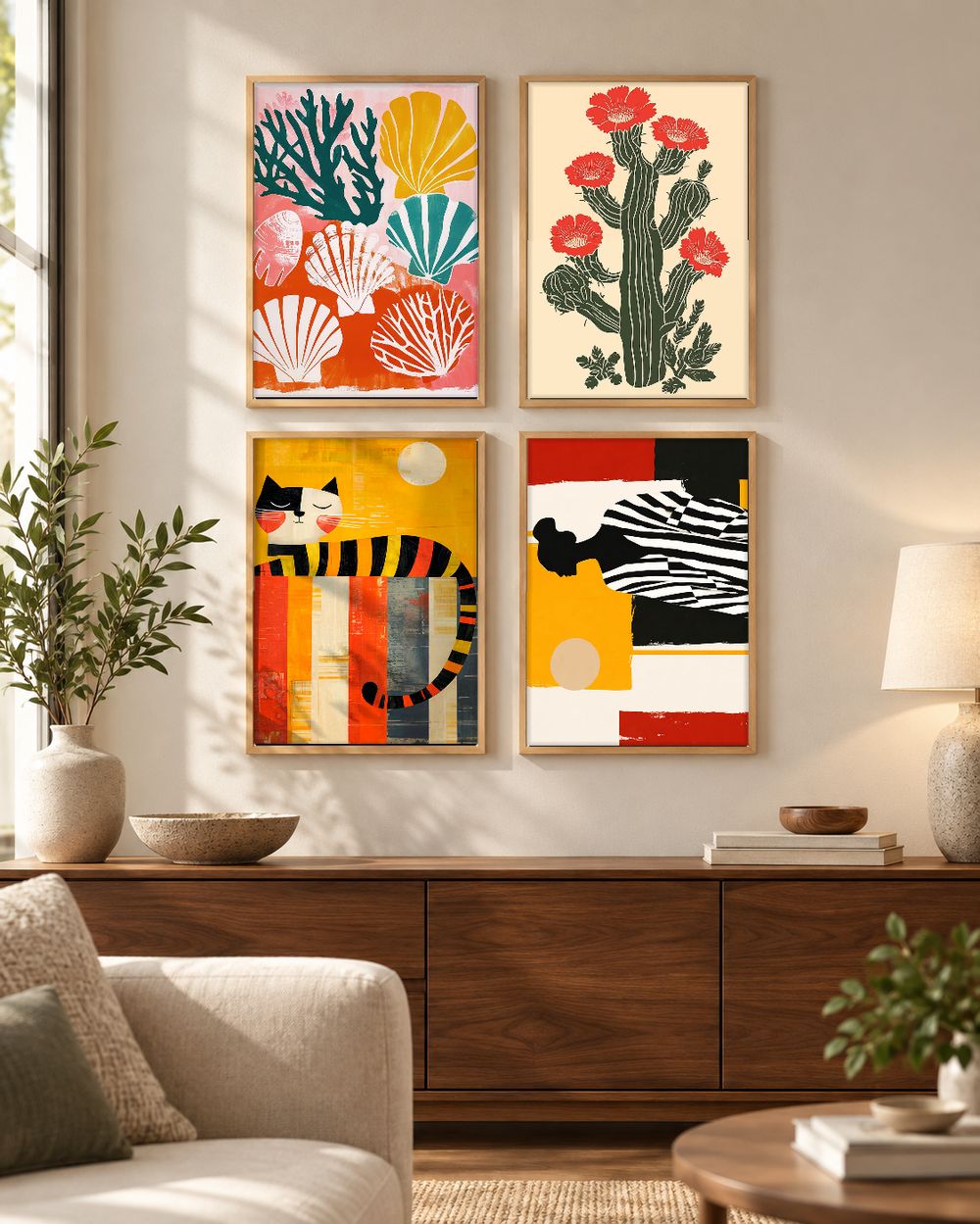 Set de 4 cuadros decorativos que combinan