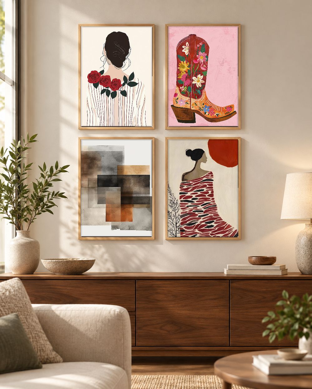 Set de 4 cuadros decorativos que combinan