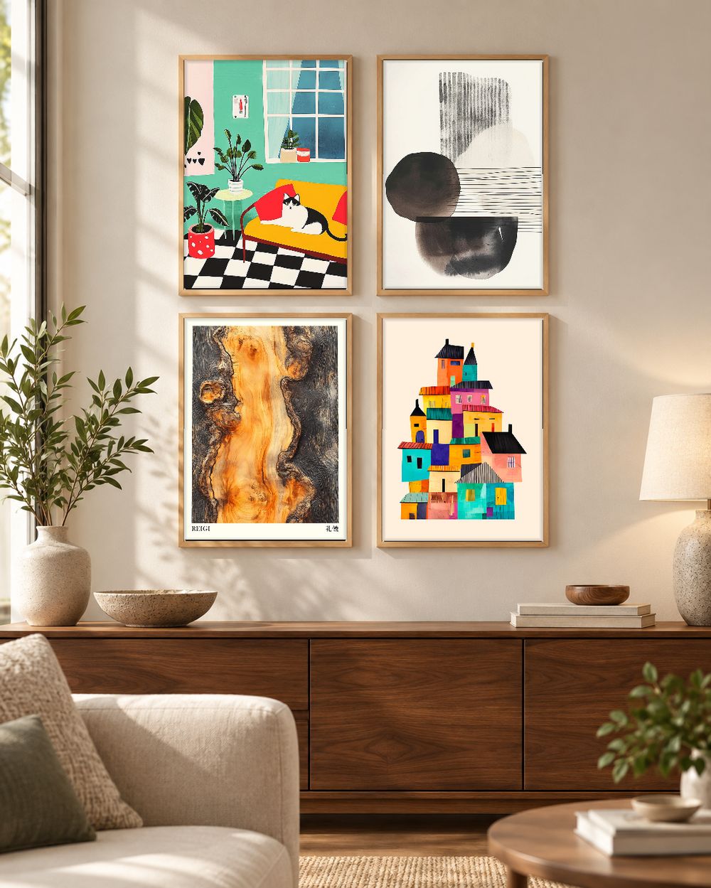 Set de 4 cuadros decorativos que combinan