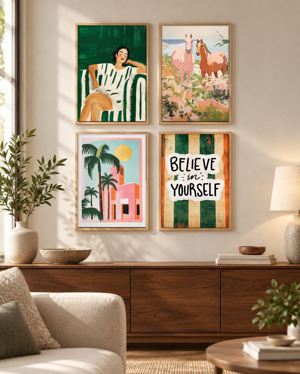 Set de 4 cuadros decorativos que combinan