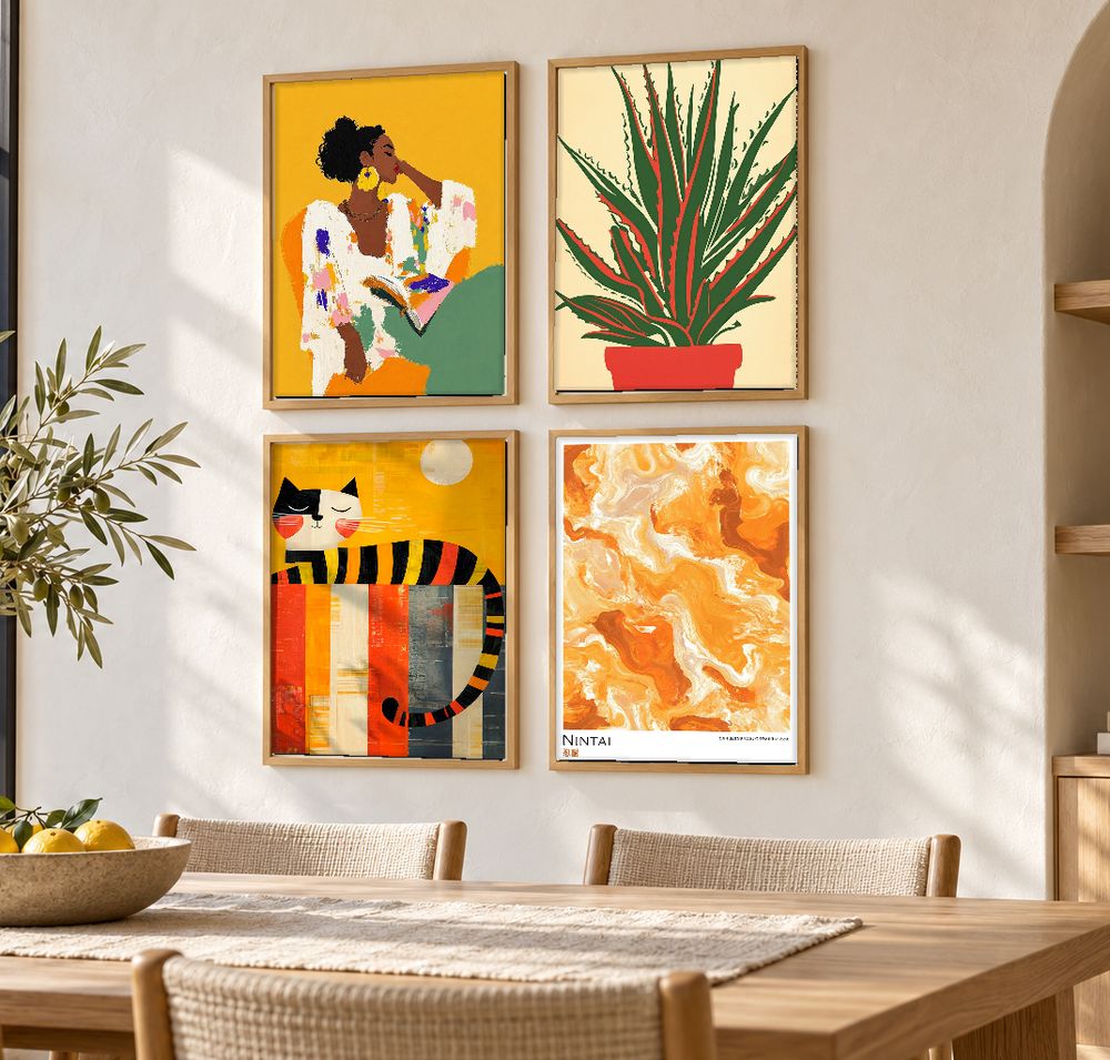 Set de 4 cuadros decorativos que combinan