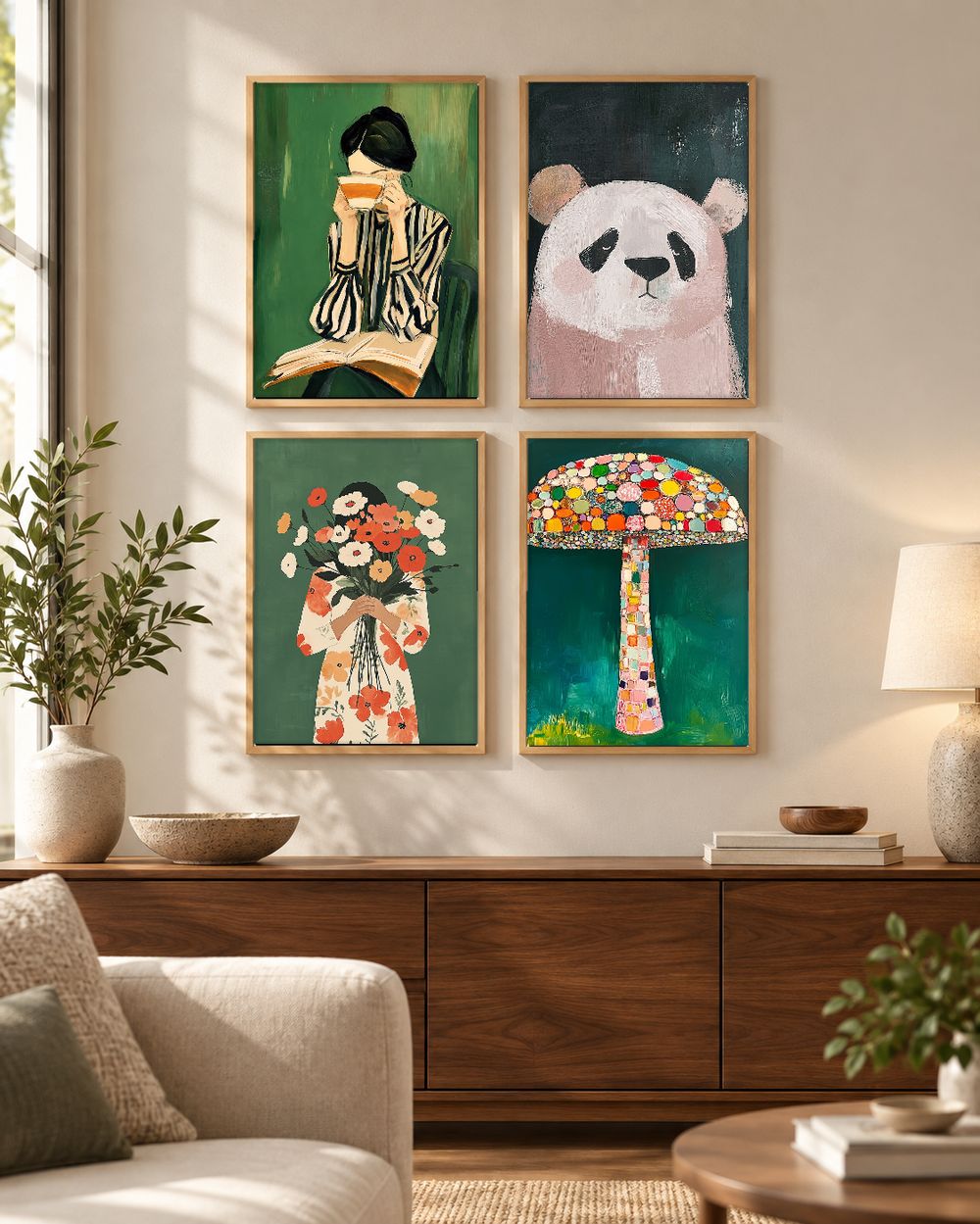 Set de 4 cuadros decorativos que combinan