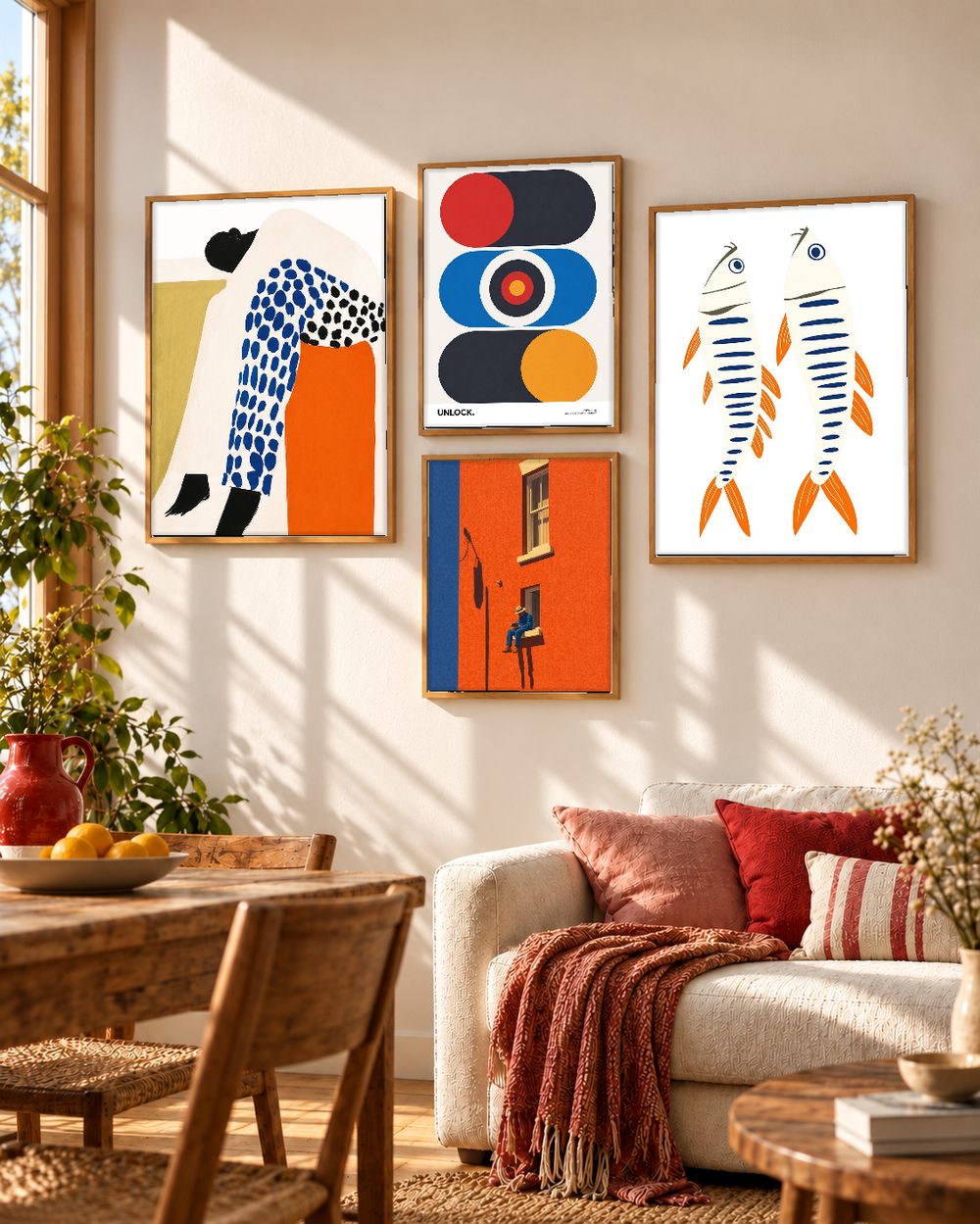 Set de 4 cuadros decorativos que combinan