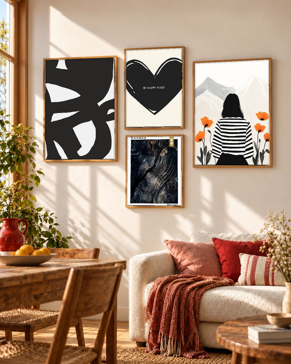 Set de 4 cuadros decorativos que combinan