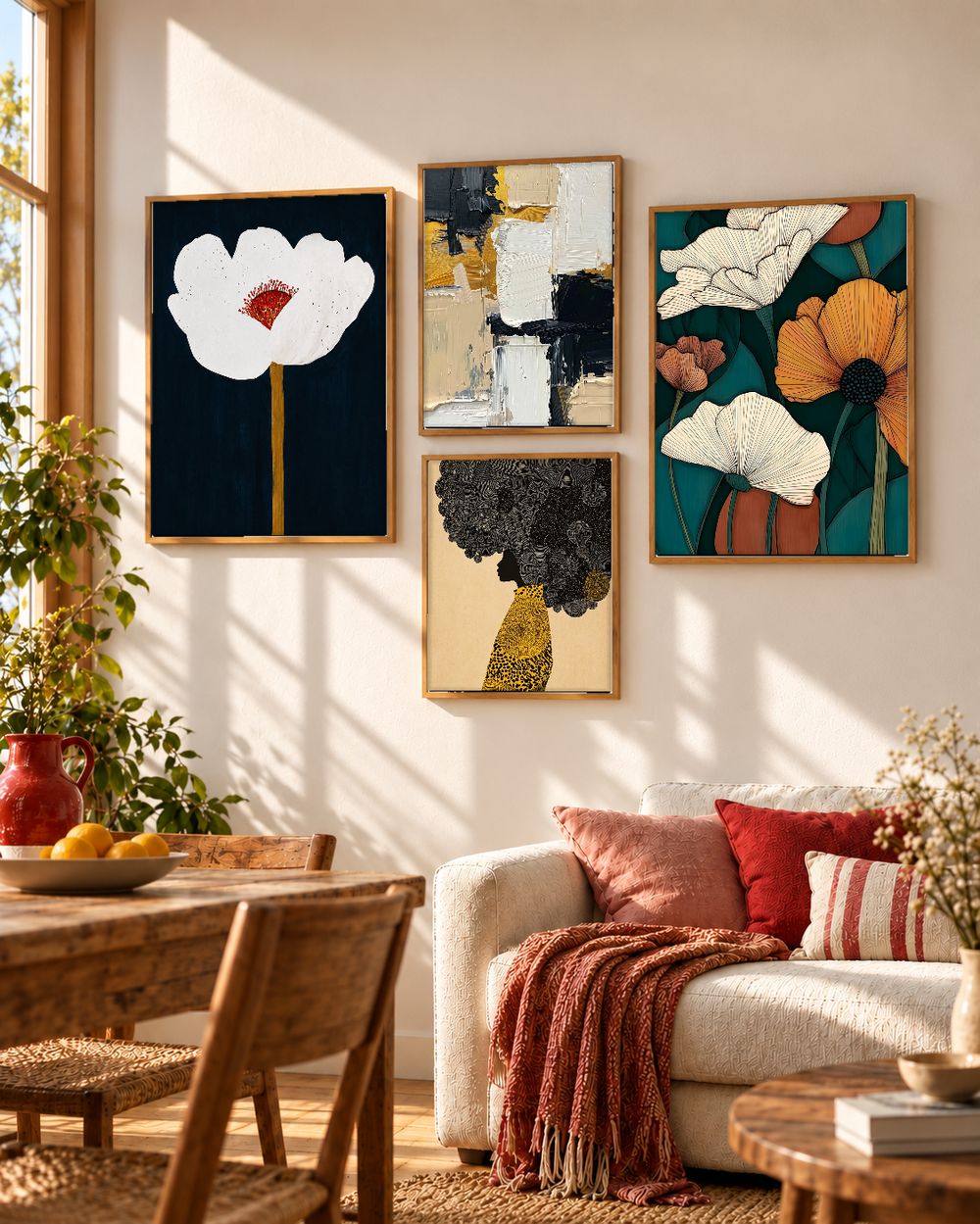 Set de 4 cuadros decorativos que combinan