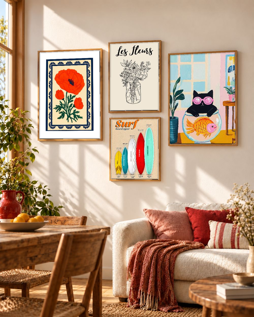 Set de 4 cuadros decorativos que combinan