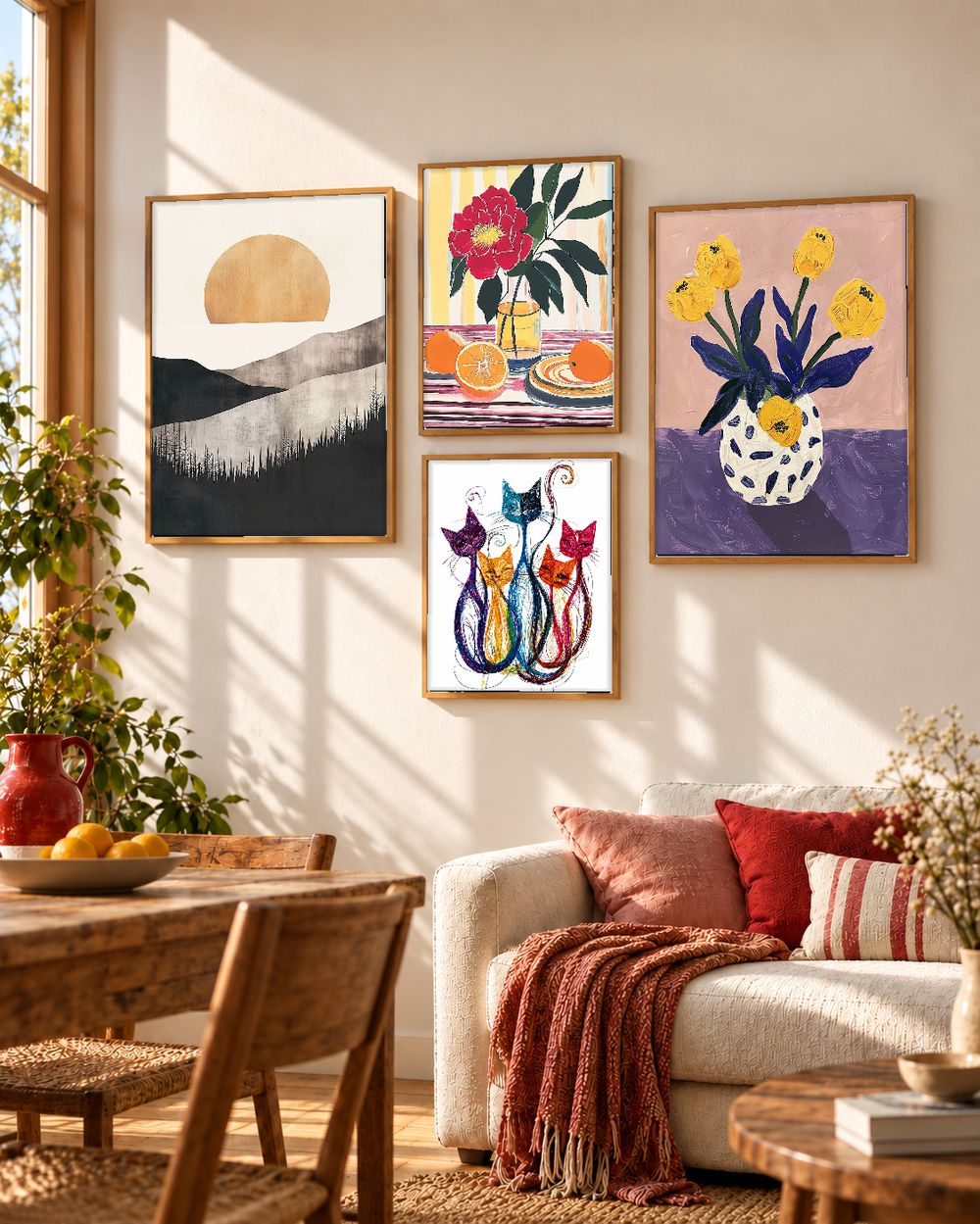 Set de 4 cuadros decorativos que combinan