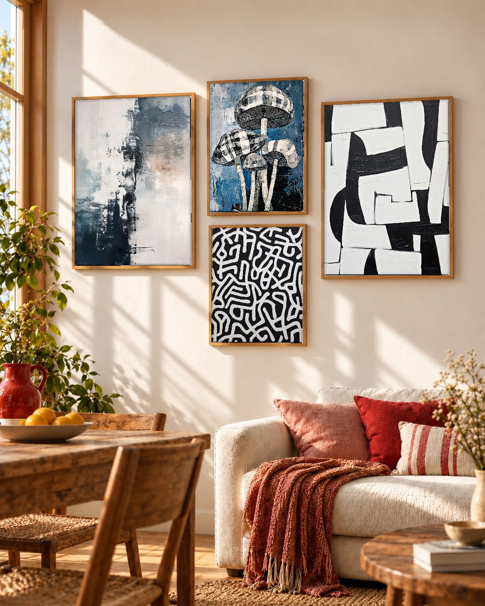 Set de 4 cuadros decorativos que combinan