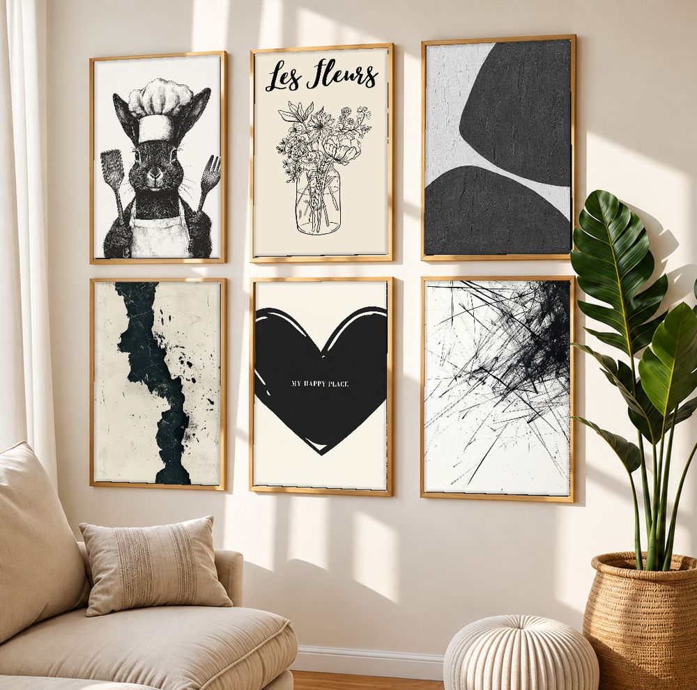 Set de 6 cuadros decorativos que combinan