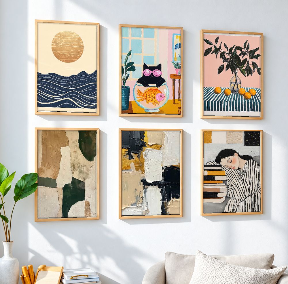 Set de 6 cuadros decorativos que combinan