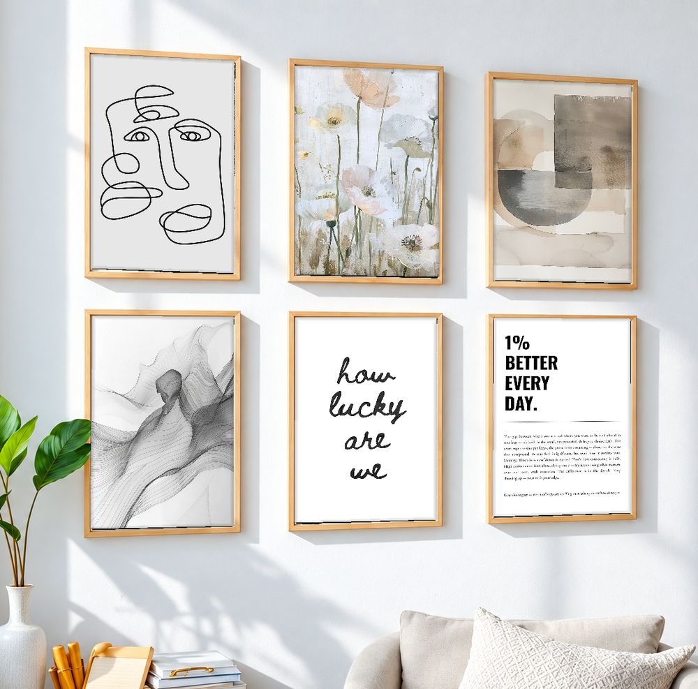 Set de 6 cuadros decorativos que combinan