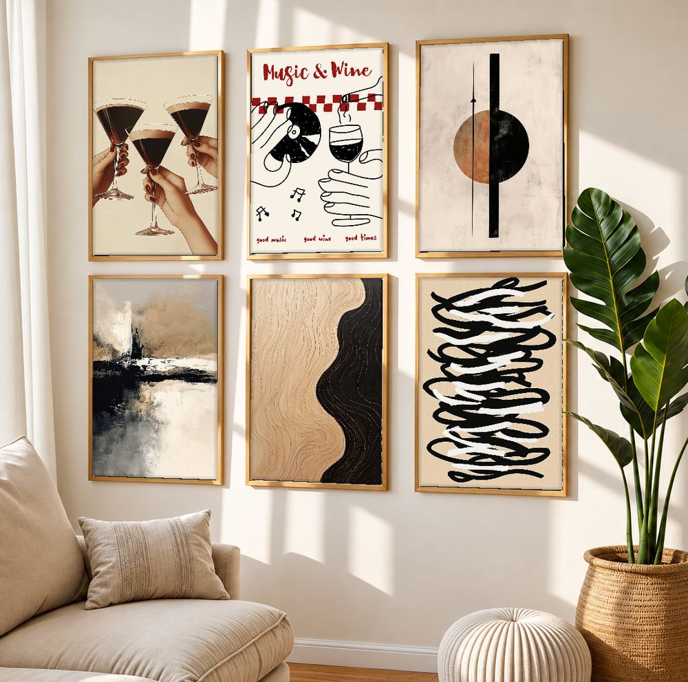 Set de 6 cuadros decorativos que combinan