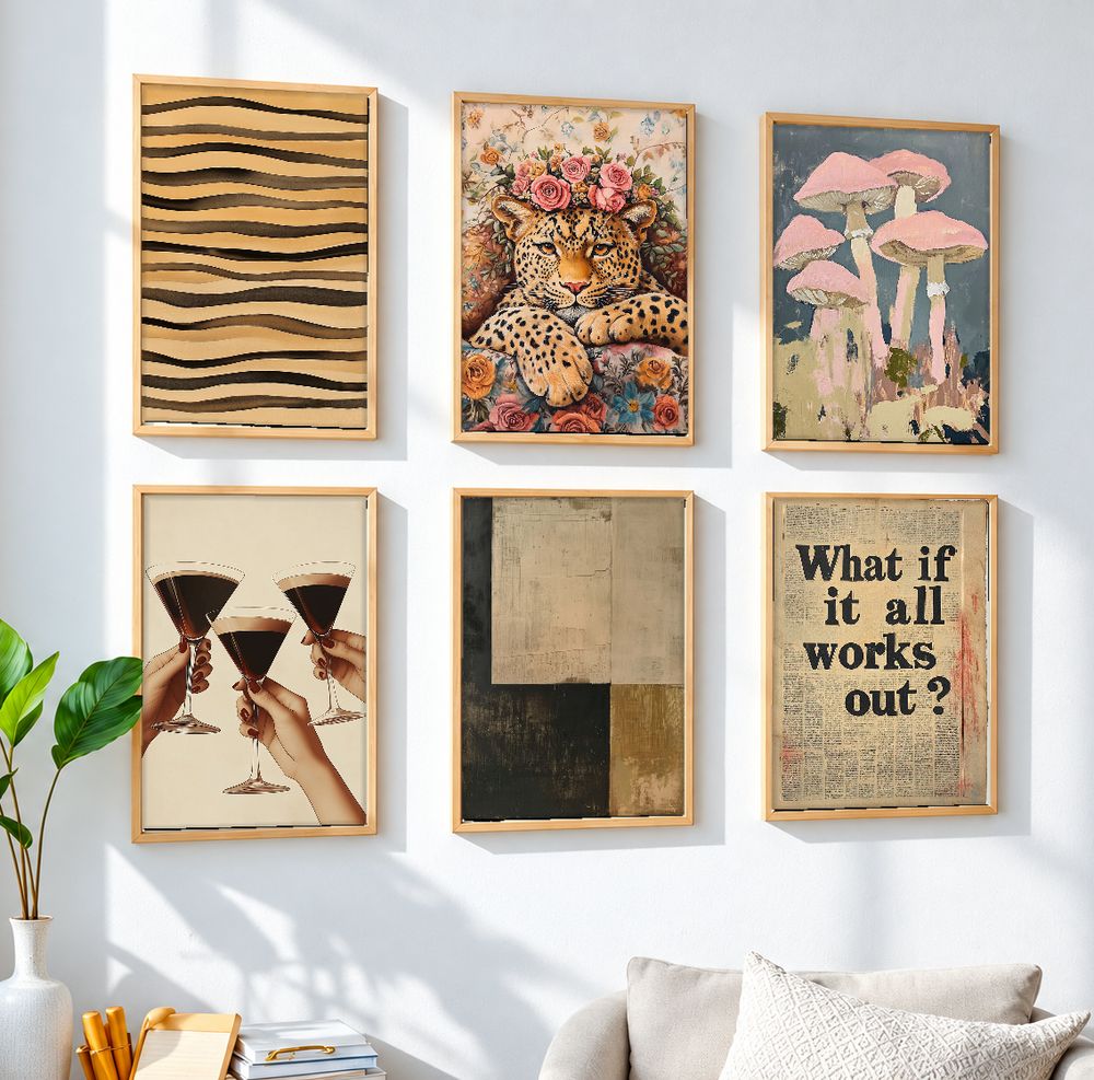 Set de 6 cuadros decorativos que combinan