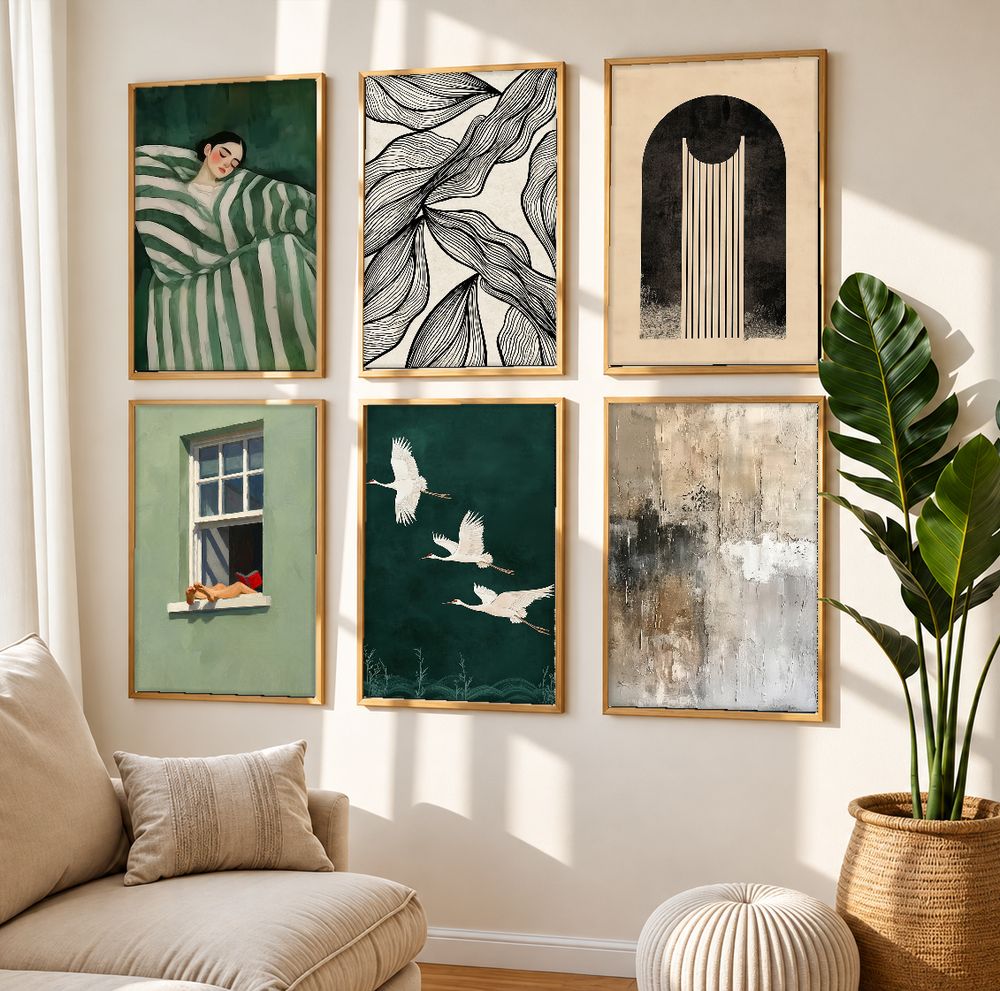 Set de 6 cuadros decorativos que combinan