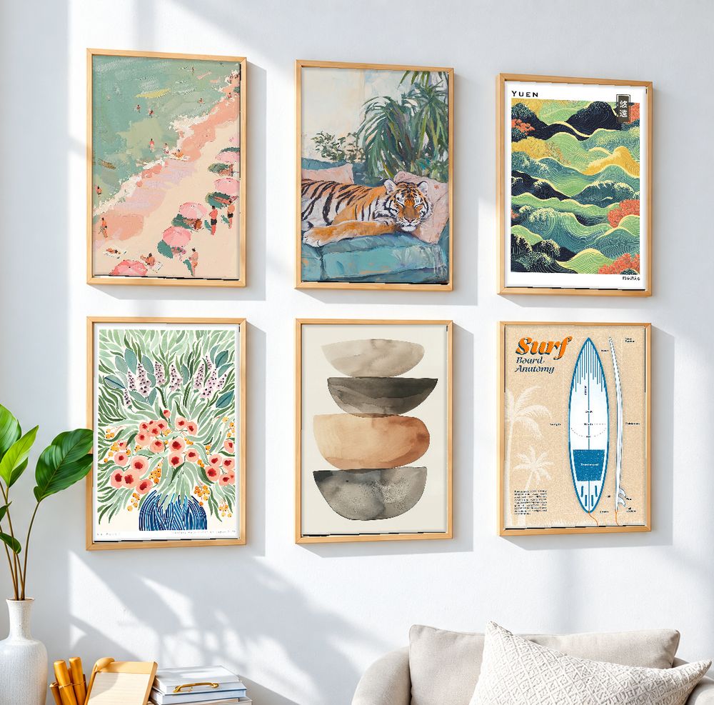 Set de 6 cuadros decorativos que combinan