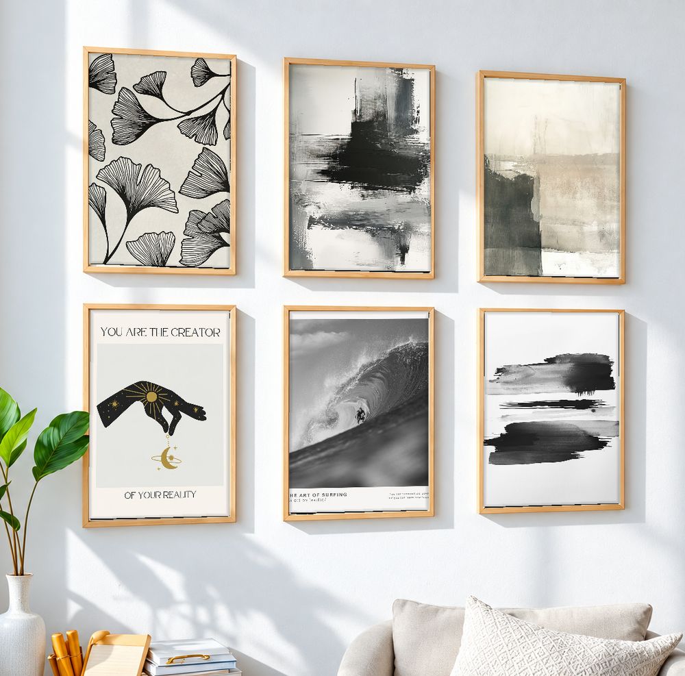 Set de 6 cuadros decorativos que combinan