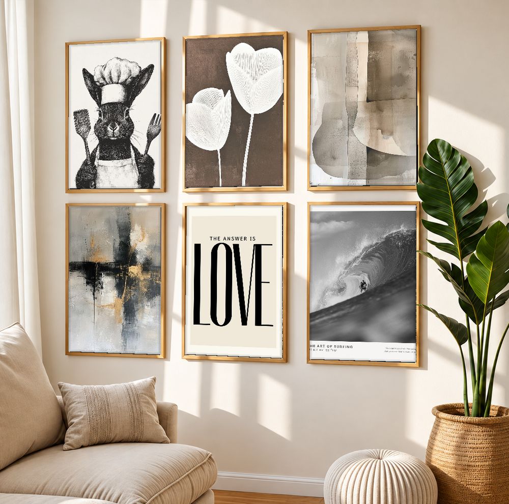 Set de 6 cuadros decorativos que combinan