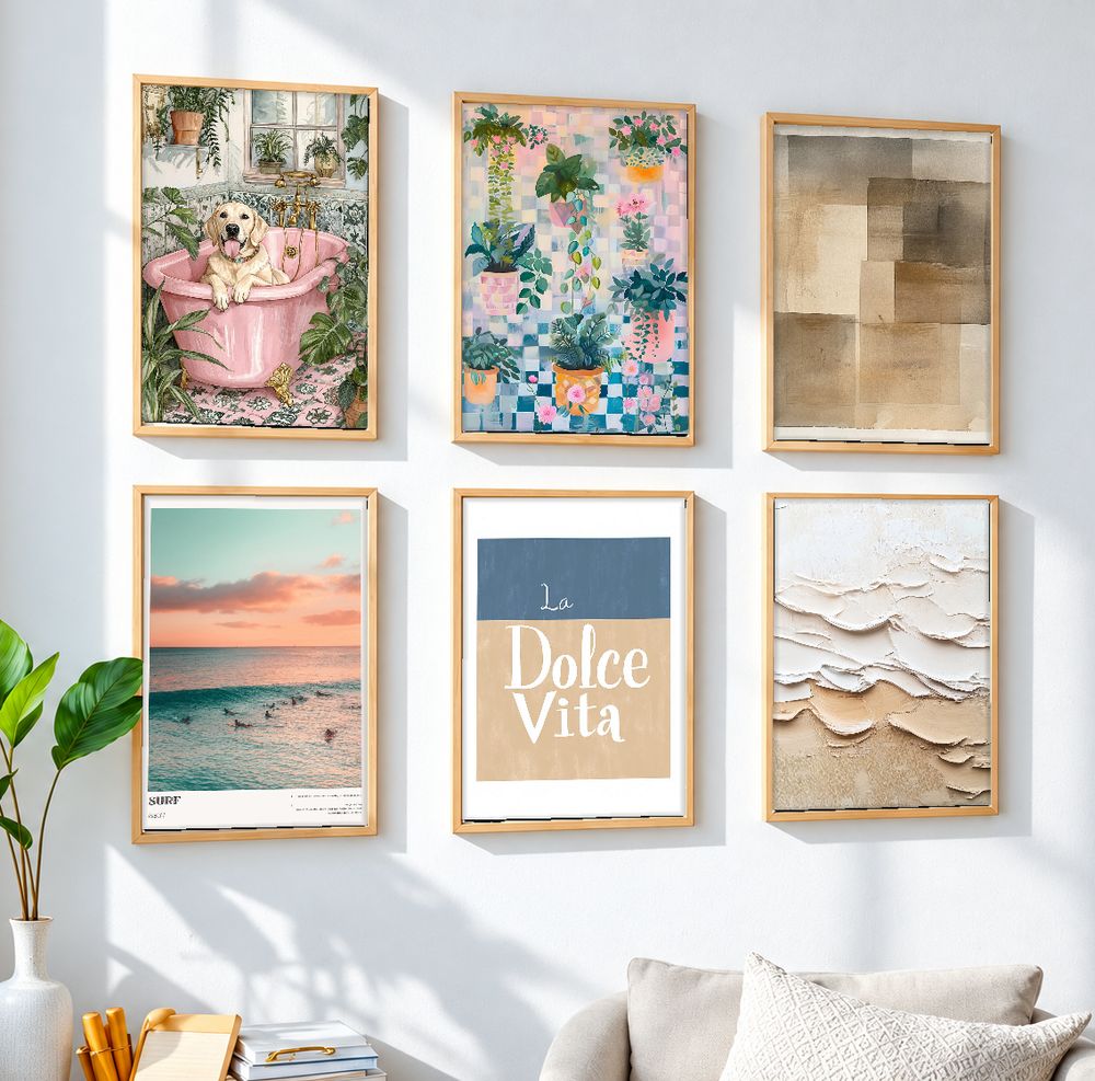 Set de 6 cuadros decorativos que combinan