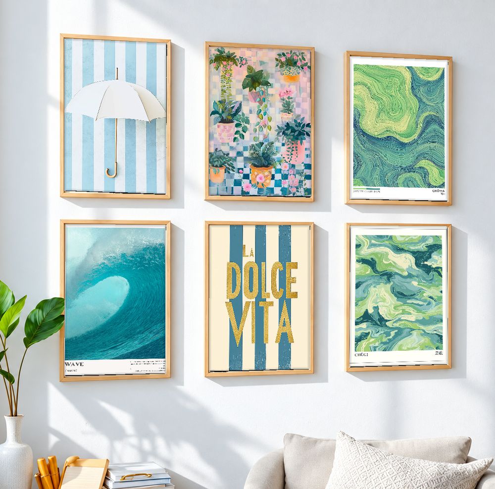 Set de 6 cuadros decorativos que combinan