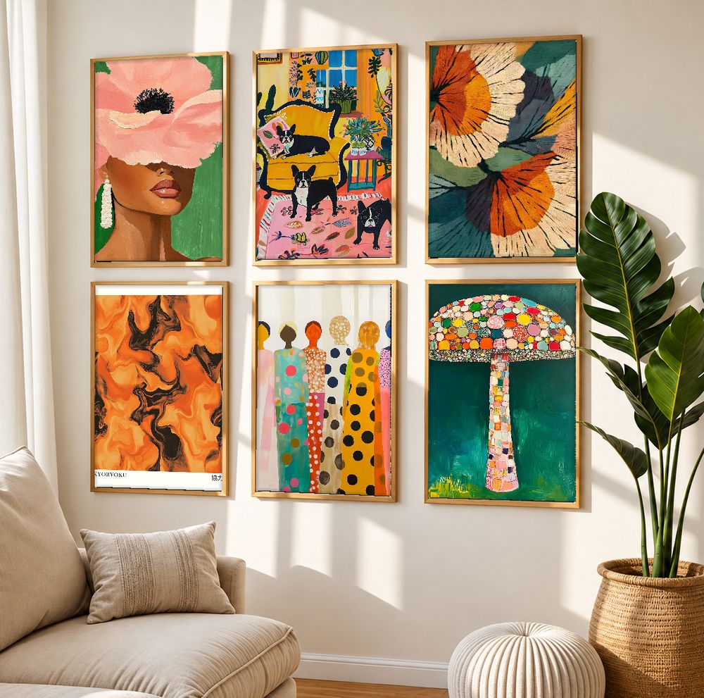 Set de 6 cuadros decorativos que combinan