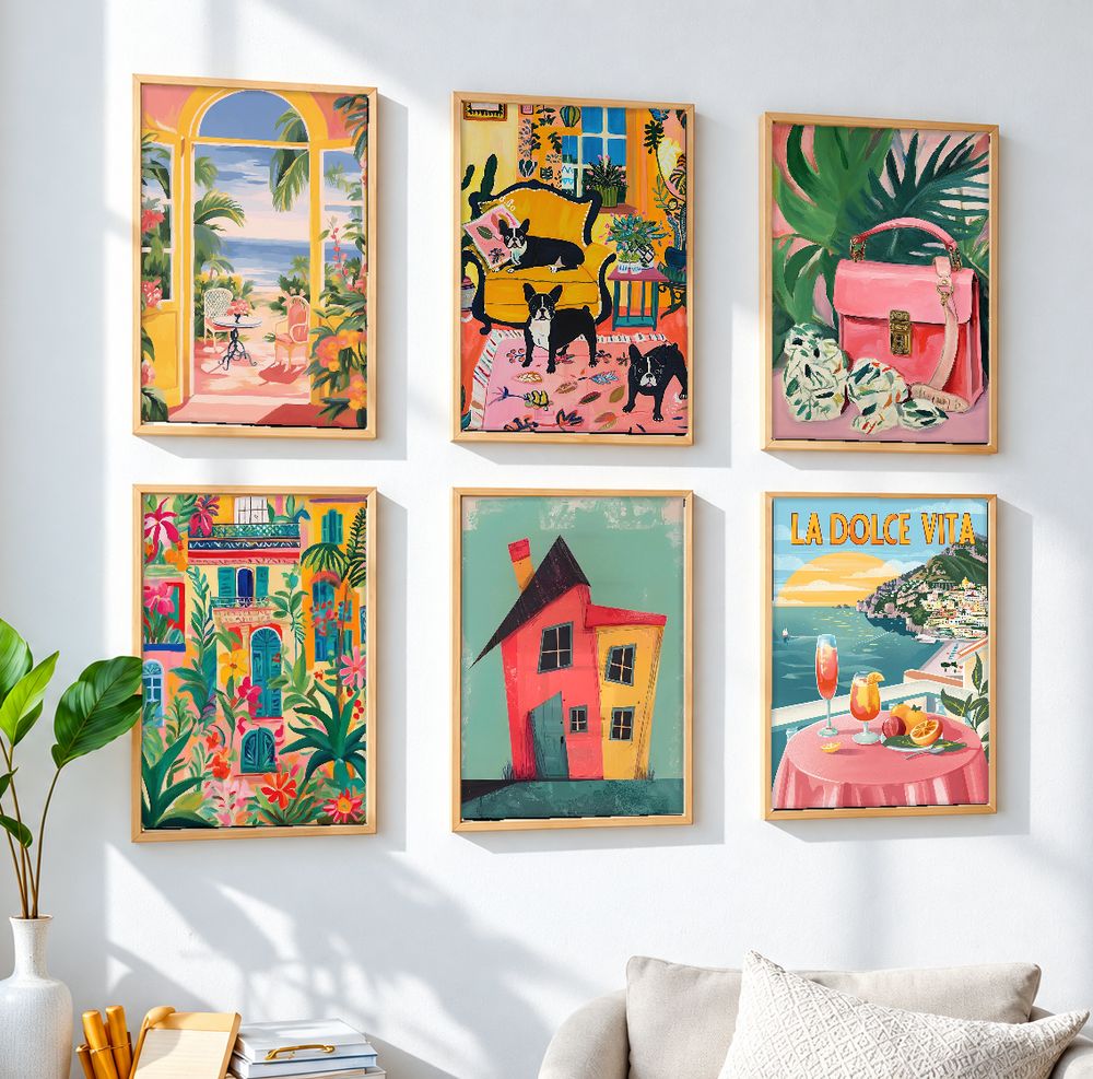 Set de 6 cuadros decorativos que combinan
