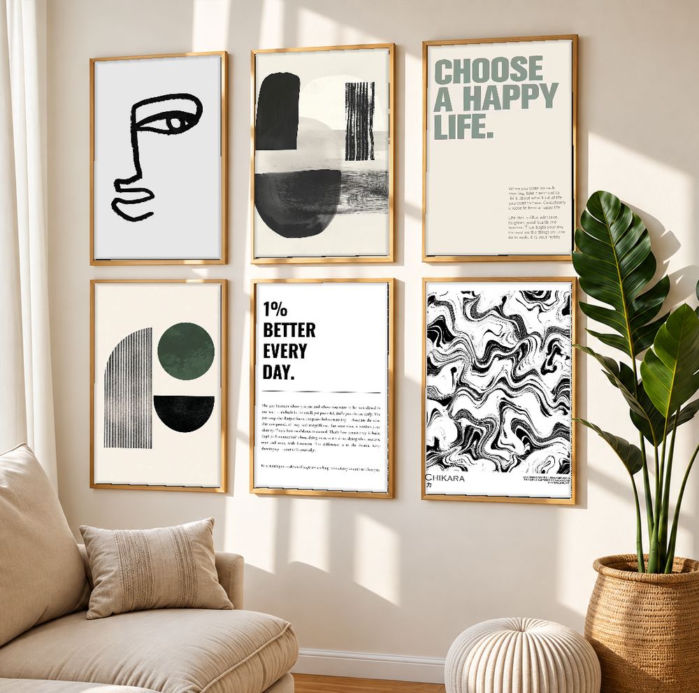 Set de 6 cuadros decorativos que combinan