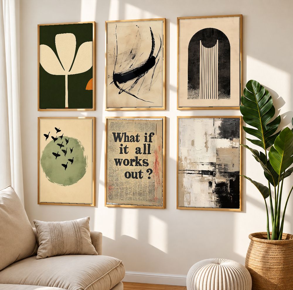 Set de 6 cuadros decorativos que combinan