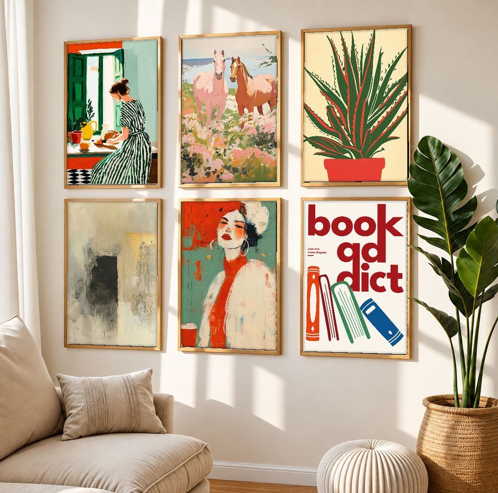 Set de 6 cuadros decorativos que combinan