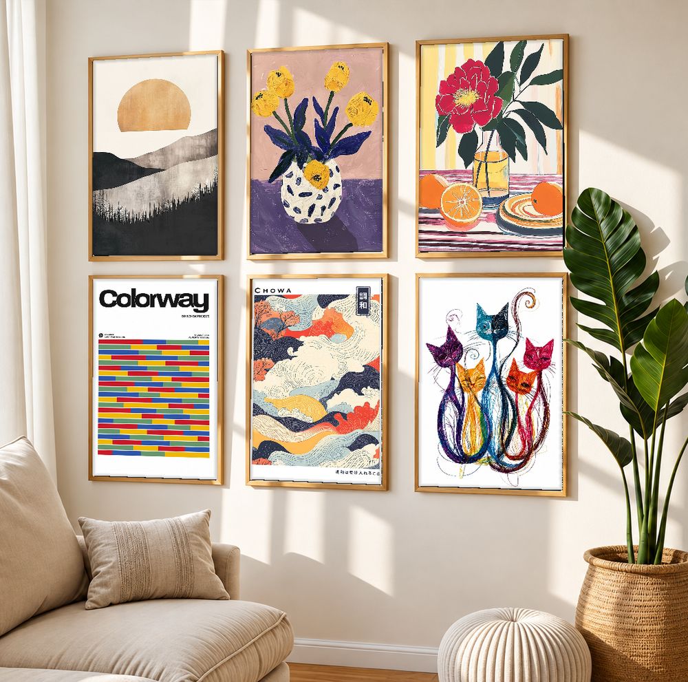 Set de 6 cuadros decorativos que combinan
