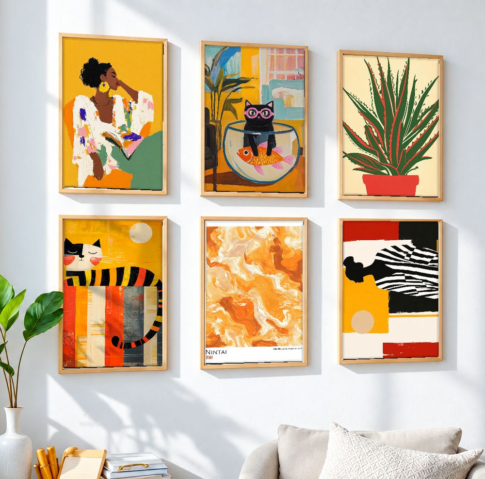 Set de 6 cuadros decorativos que combinan