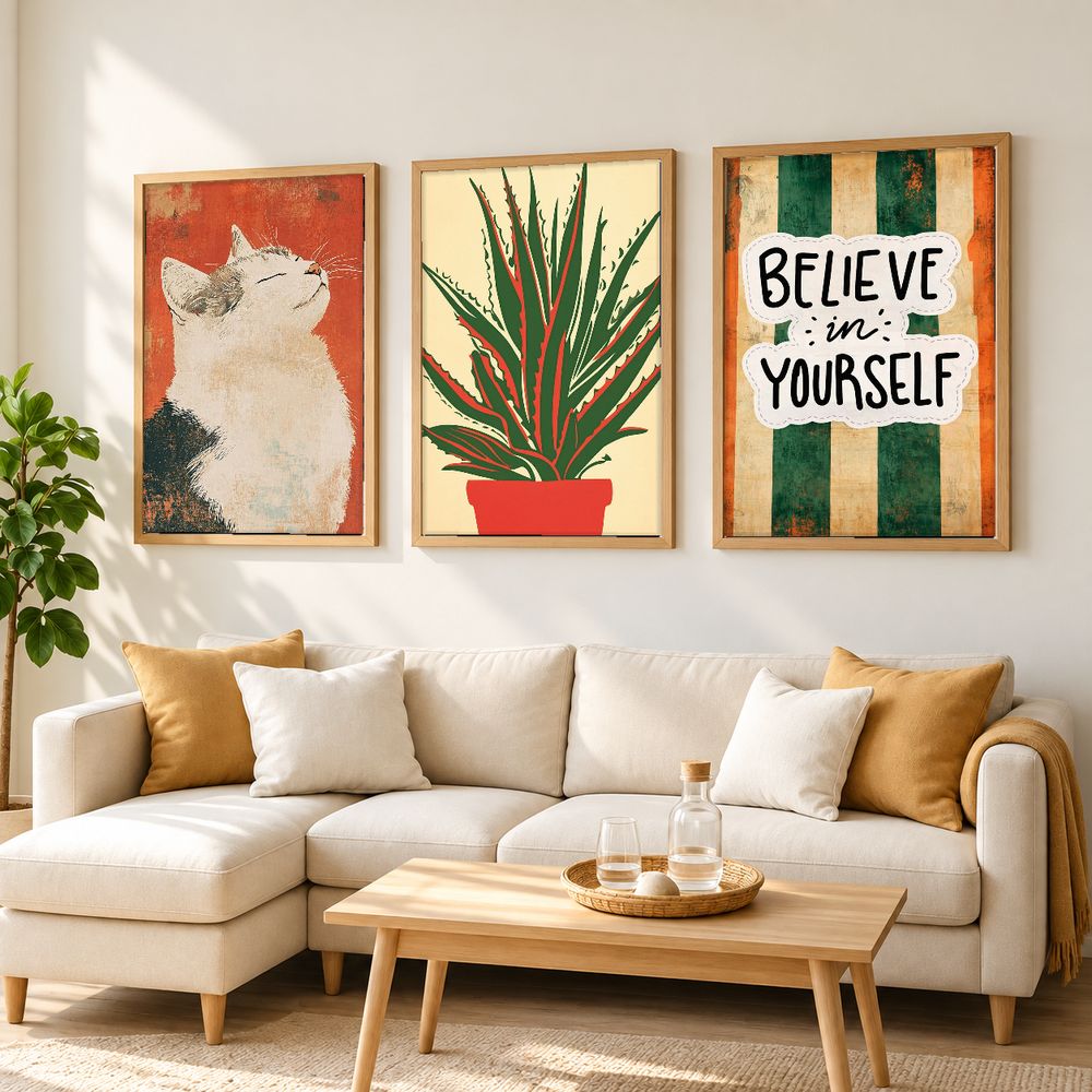 Set de 3 cuadros decorativos que combinan