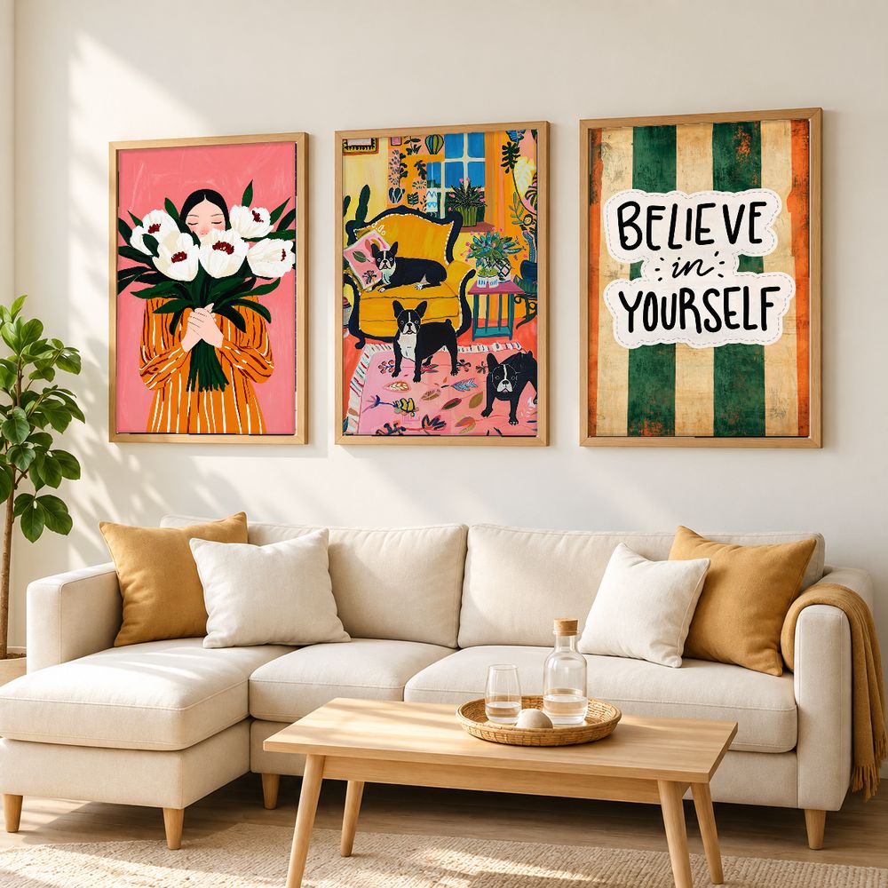 Set de 3 cuadros decorativos que combinan